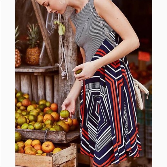 Maeve Asymmetrical Navy and Red Sleeveless Dress Size XS - Picture 9 of 9